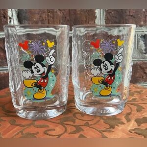 Disney Milennial Mickey Mouse “Celebration” Embossed Glasses, Made in France.